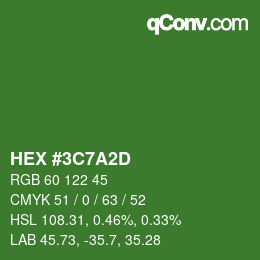 Farbcode: HEX #3C7A2D | qconv.com