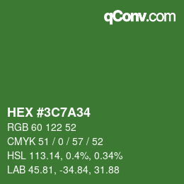Color code: HEX #3C7A34 | qconv.com