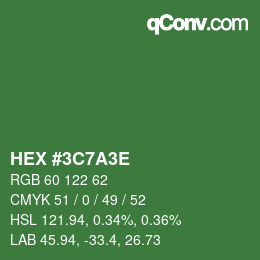Farbcode: HEX #3C7A3E | qconv.com