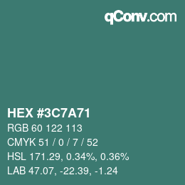 Color code: HEX #3C7A71 | qconv.com