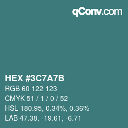 Color code: HEX #3C7A7B | qconv.com