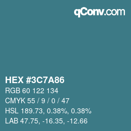 Color code: HEX #3C7A86 | qconv.com