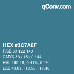 Color code: HEX #3C7A8F | qconv.com