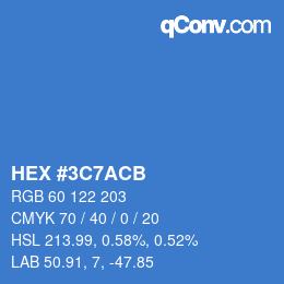 カラーコード: HEX #3C7ACB | qconv.com