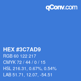 Color code: HEX #3C7AD9 | qconv.com