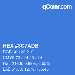 カラーコード: HEX #3C7ADB | qconv.com