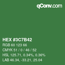 Color code: HEX #3C7B42 | qconv.com