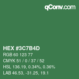 カラーコード: HEX #3C7B4D | qconv.com