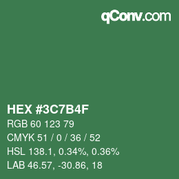 Color code: HEX #3C7B4F | qconv.com