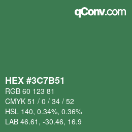 Color code: HEX #3C7B51 | qconv.com