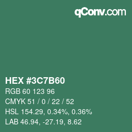 Color code: HEX #3C7B60 | qconv.com