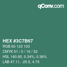 Color code: HEX #3C7B67 | qconv.com