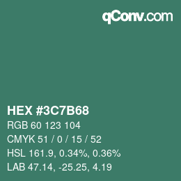 Farbcode: HEX #3C7B68 | qconv.com