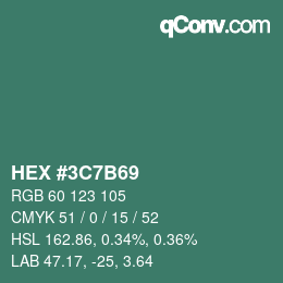 Color code: HEX #3C7B69 | qconv.com
