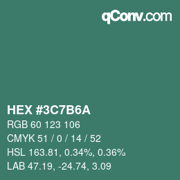 Color code: HEX #3C7B6A | qconv.com