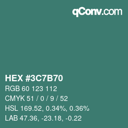 Color code: HEX #3C7B70 | qconv.com