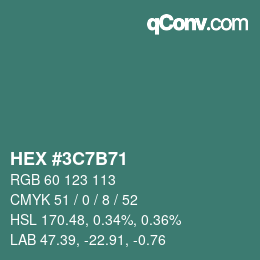 Color code: HEX #3C7B71 | qconv.com