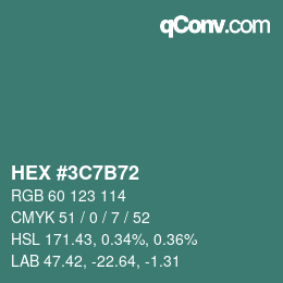 Color code: HEX #3C7B72 | qconv.com