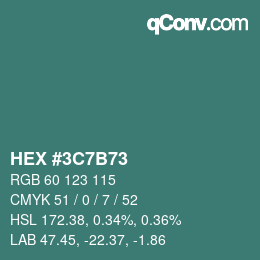 Color code: HEX #3C7B73 | qconv.com