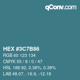 Color code: HEX #3C7B86 | qconv.com