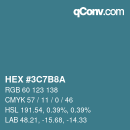 Color code: HEX #3C7B8A | qconv.com