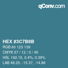 Color code: HEX #3C7B8B | qconv.com
