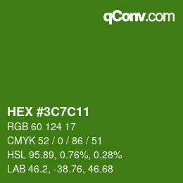 Color code: HEX #3C7C11 | qconv.com