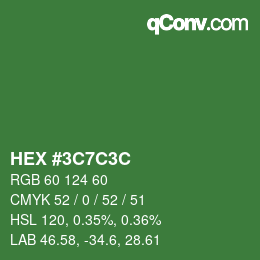 Color code: HEX #3C7C3C | qconv.com