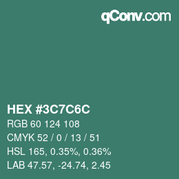 Color code: HEX #3C7C6C | qconv.com