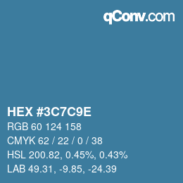 Color code: HEX #3C7C9E | qconv.com