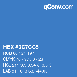 カラーコード: HEX #3C7CC5 | qconv.com