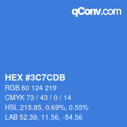 Farbcode: HEX #3C7CDB | qconv.com