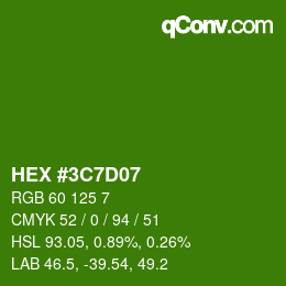 カラーコード: HEX #3C7D07 | qconv.com