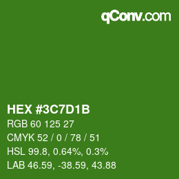 Color code: HEX #3C7D1B | qconv.com