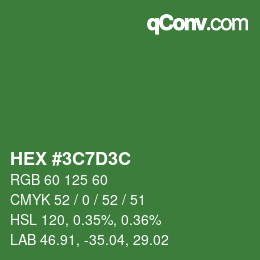 Color code: HEX #3C7D3C | qconv.com