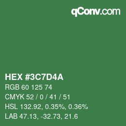 Color code: HEX #3C7D4A | qconv.com