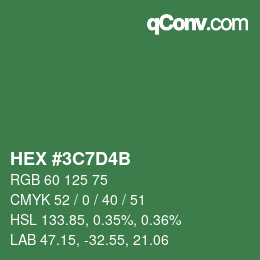 Color code: HEX #3C7D4B | qconv.com
