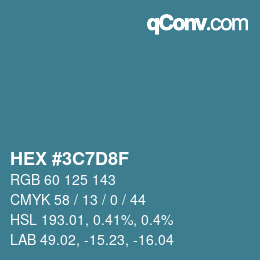 Color code: HEX #3C7D8F | qconv.com
