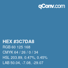 カラーコード: HEX #3C7DA8 | qconv.com