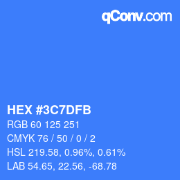 カラーコード: HEX #3C7DFB | qconv.com