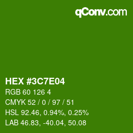カラーコード: HEX #3C7E04 | qconv.com
