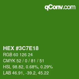カラーコード: HEX #3C7E18 | qconv.com