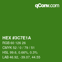 Color code: HEX #3C7E1A | qconv.com