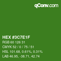 Color code: HEX #3C7E1F | qconv.com