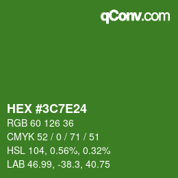 Color code: HEX #3C7E24 | qconv.com