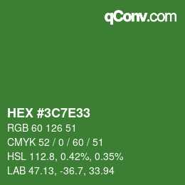 Color code: HEX #3C7E33 | qconv.com