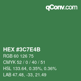 カラーコード: HEX #3C7E4B | qconv.com