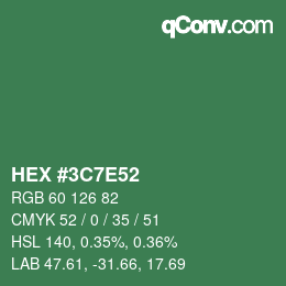 Color code: HEX #3C7E52 | qconv.com