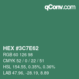 Farbcode: HEX #3C7E62 | qconv.com