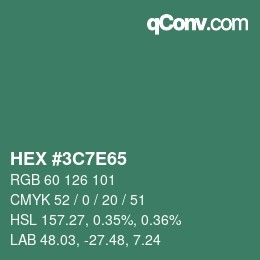 Color code: HEX #3C7E65 | qconv.com
